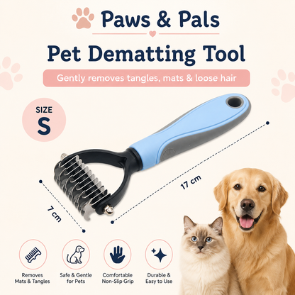 Professional Pet Grooming Brush for Dogs & Cats – Hair Removal & De-Shedding Comb - Paws and Pals