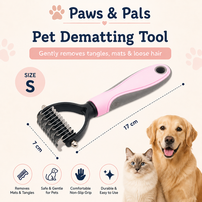 Professional Pet Grooming Brush for Dogs & Cats – Hair Removal & De-Shedding Comb - Paws and Pals